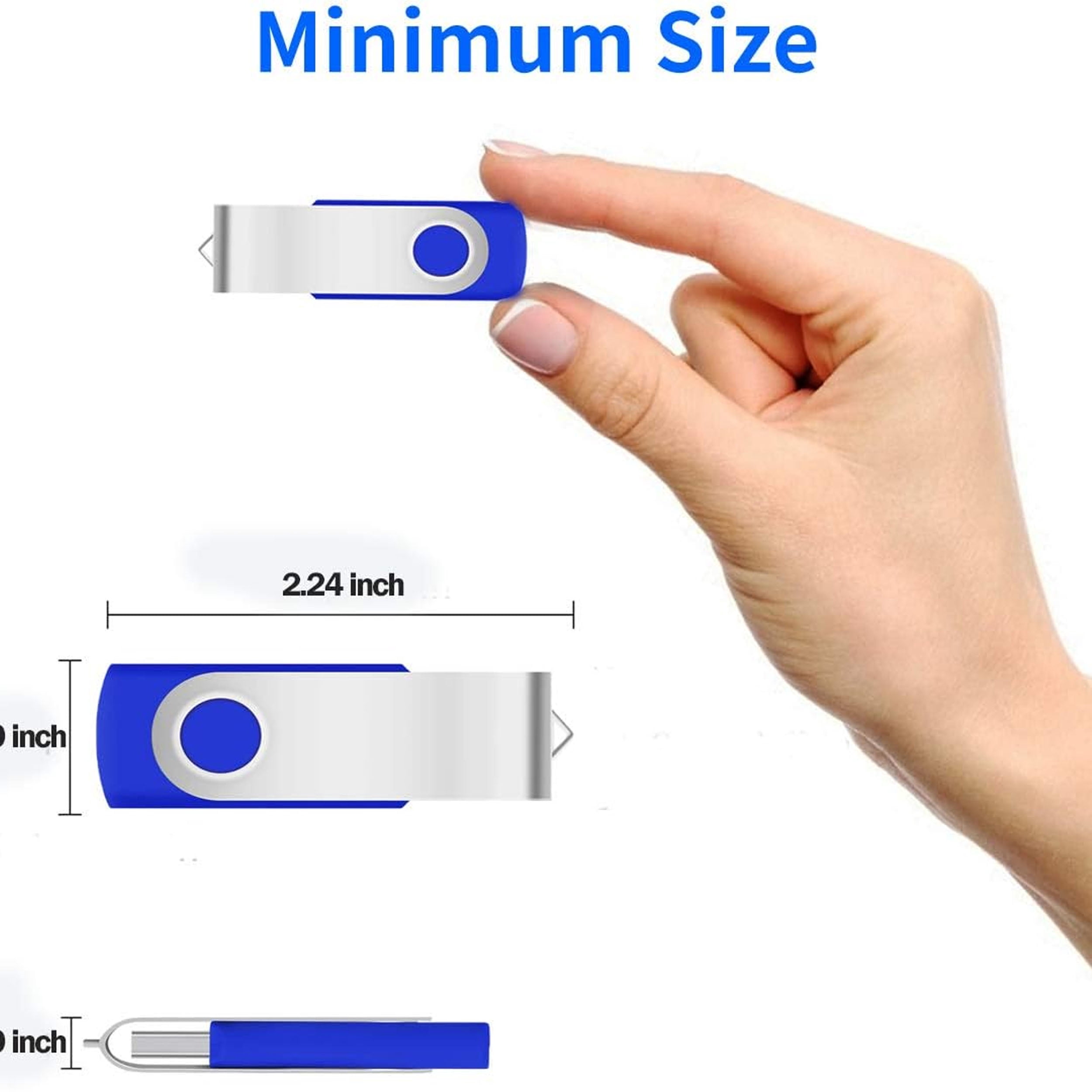 Flash Drive USB 2.0 Metal Rotating(50PACK*128MB Blue)