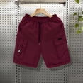 thumbnail image 4 of SBYOJLPB Men's Shorts Solid Color Cargo Shorts Outdoor Sports Multi Pocket Short Pants, 4 of 4