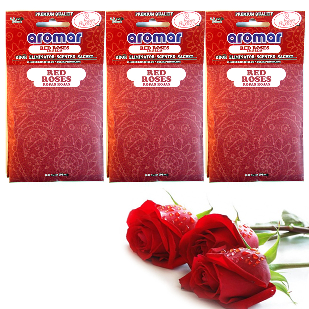 6 Red Rose Scented Aroma Sachet Drawer Bag Large Fresh Scent Air