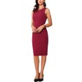 thumbnail image 2 of Vestido de tubo sin mangas INSPIRE CHIC para oficina de mujer, cuello redondo, con cinturón, vestido de lápiz de negocios en color burdeos, 2 of 6