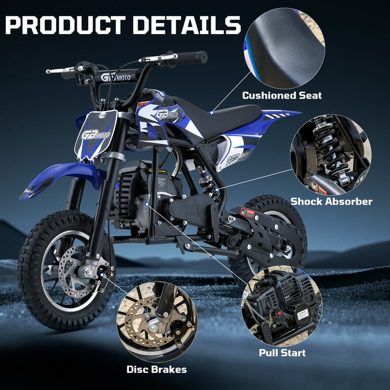 Sunderwell Gasoline 50CC Dirt Bike Blue 20 MPH 27 Mile Range 2