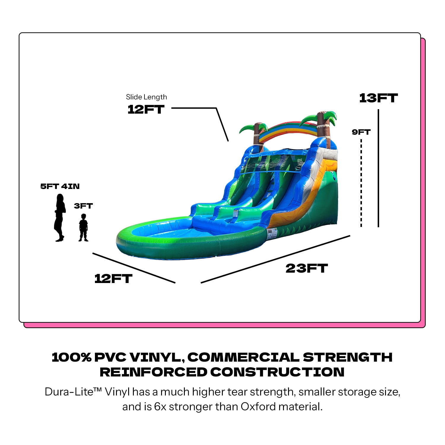 POP JUMP 13ft Topical Inflatable Dual Lane Slide with Pool for Kids & Adult, Include Blower