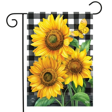 Briarwood Lane Checkered Sunflowers Summer Garden Flag