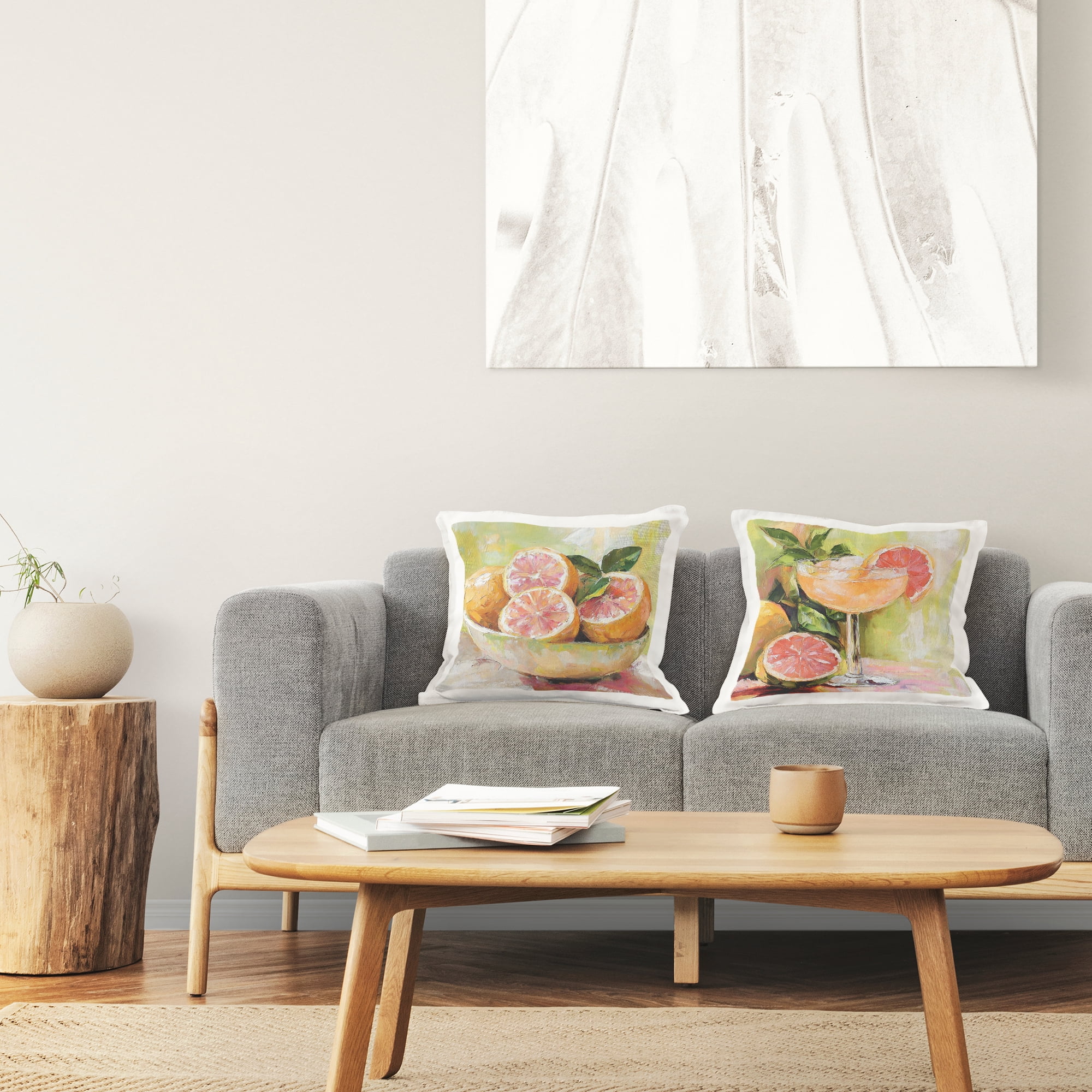 Stupell Industries Grapefruit Bowl & Cocktail 2 Piece Decorative Printed Throw Pillow Set, design by Riley B, 18 x 7 x 18