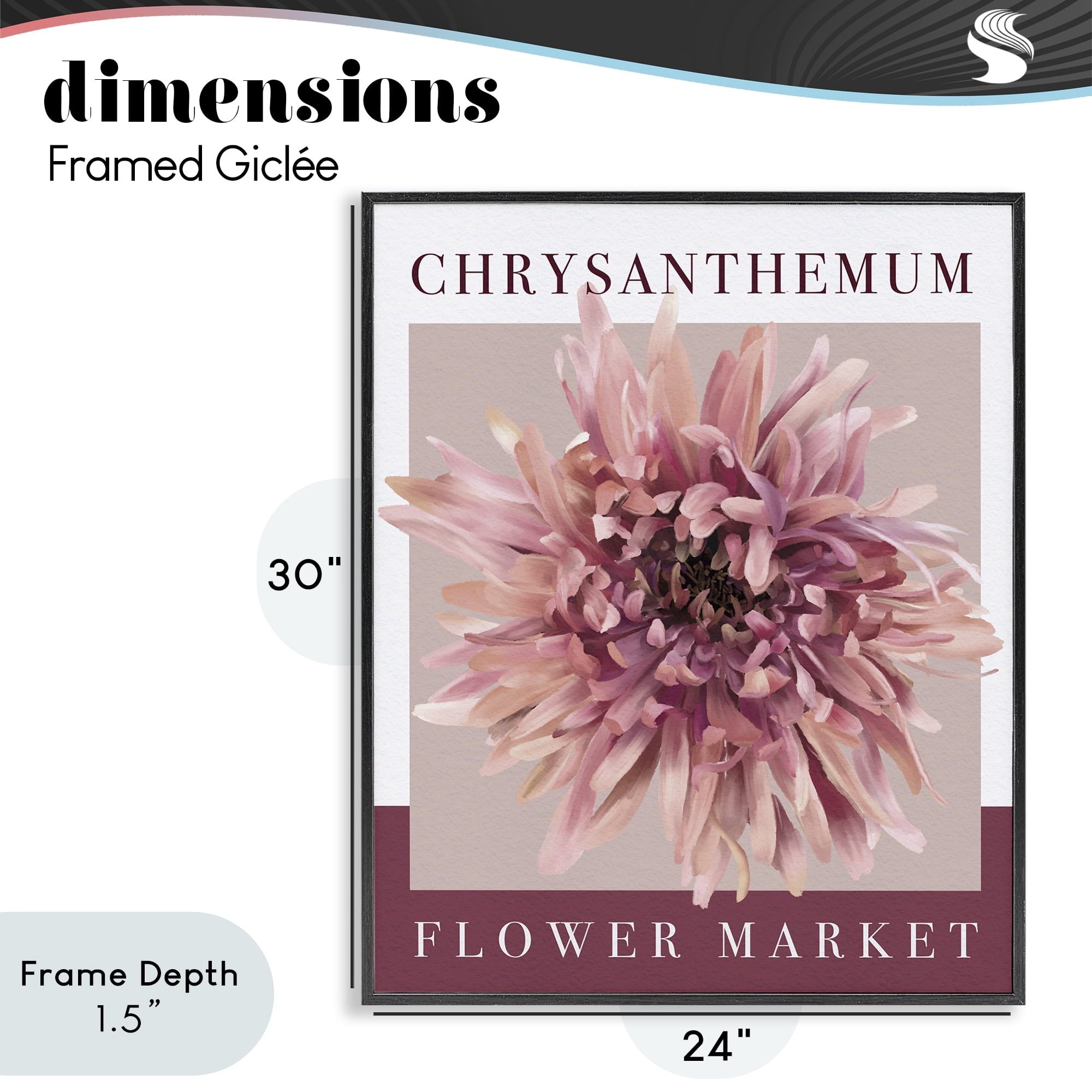 Stupell Industries Chrysanthemum Flower Market Black Framed Giclee Art, design by Jennifer Stith