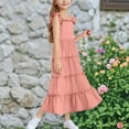 thumbnail image 4 of Diufon Girls Maxi Dress Summer Casual Cap Sleeve A Line Sundress Ruffle Hem Flowy Dress for Tween 3-13 Years, 4 of 9