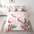 thumbnail image 2 of Manfei Rustic Christmas Flower 7-Piece Twin Bedding Sets,Xmas Ball Berry Bedding Comforter Set,Pink Green Sheet Sets For Girls Kids,Ultra Soft Home Decor Reversible, 2 of 8
