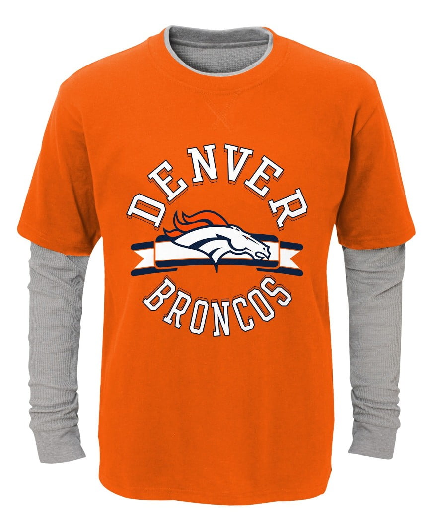 Denver Broncos Youth NFL "Definitive" L S Faux Layer Thermal Shirt by Outerstuff