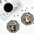 thumbnail image 4 of Honeii Cartoon Pandas Basketball Print Leather Coaster Set of 4, Ideal for Safeguarding Your Furniture from Drinks Spills and Effortless Cleanup-Octagon, 4 of 6