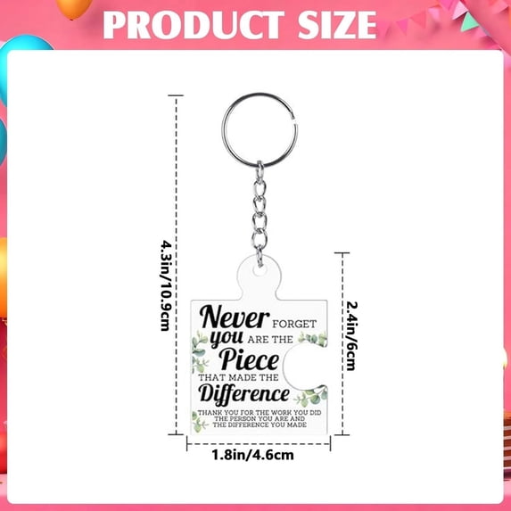 QWUIIOMJPY Unique Coworker Recognition Acrylic Keyring Single,1.8in×2.4in Green Eucalyptus Teamwork Key Chain,Difference Maker Gift Keychain For Administrative Professionals Day Gift