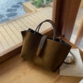 thumbnail image 4 of Women Faux Suede Tote Bag Fashion Shoulder Bag Outdoor Travel Bag Decor Bag (Brown), 4 of 10