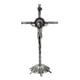 thumbnail image 1 of Crucifijo de pie con base Figura de crucifijo Estatua Oración Mesa religiosa Cruz retro plata, 1 of 9