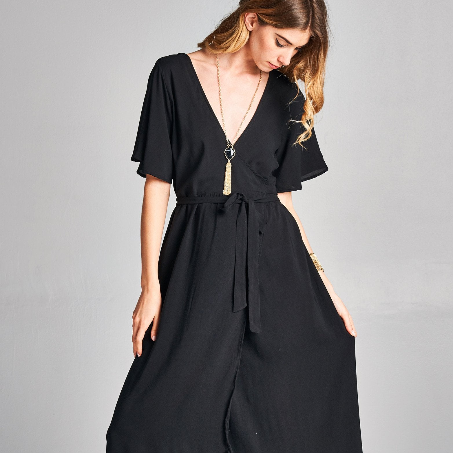 wrap around dress black