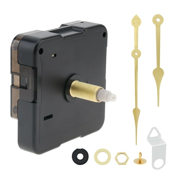 Clock Mechanism Quartz Battery Operated Clock Movement Mechanism for Clock DIY / Repair with Gold Hands Pointer Set, Metal Hook, Silent Sweep Seconds Wall Clock Mechanism
