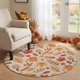 Rustic Round Area Rugs Fall Leaves Washable Round Area Rug 4 ft, Rustic Orange Maple Oak Leaf ...