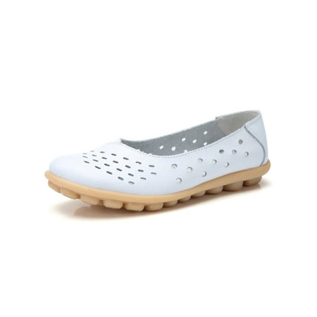 

Harsuny Ladies Driving Lightweight Casual Shoe Comfort Flat Leather Loafer Work Breathable Round Toe Moccasins