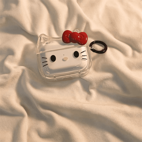 YOSENING Cute Hello Kitty Cartoon Transparent Soft TPU Protective Cover for AirPods 4, Shockproof & Durable Earbuds Accessory QQH624-442