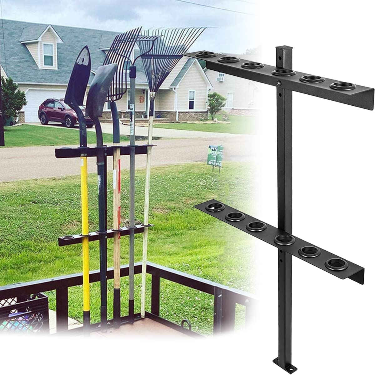 Shovel Holder for Truck, Hand Tool Rack with 6 Tool Holes for Open