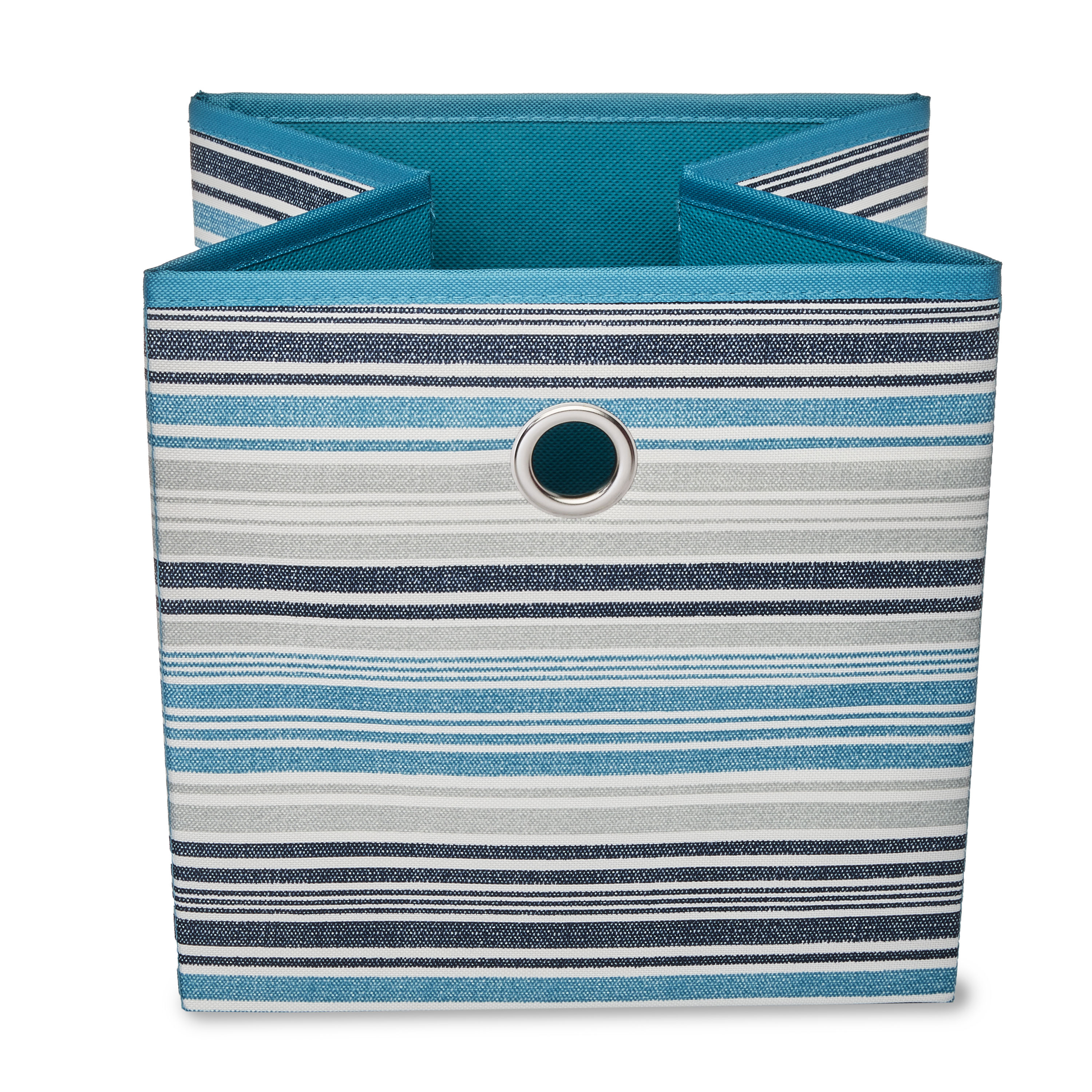 Mainstays Collapsible Fabric Cube Storage Bins (10.5" x 10.5"), Striped Cool Water, 4 Pack - image 2 of 5
