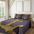 thumbnail image 2 of Ambesonne Brown Fitted & Top Sheet Set with Shams, Anchor Pattern Tranquil, Plum Yellow, 2 of 5