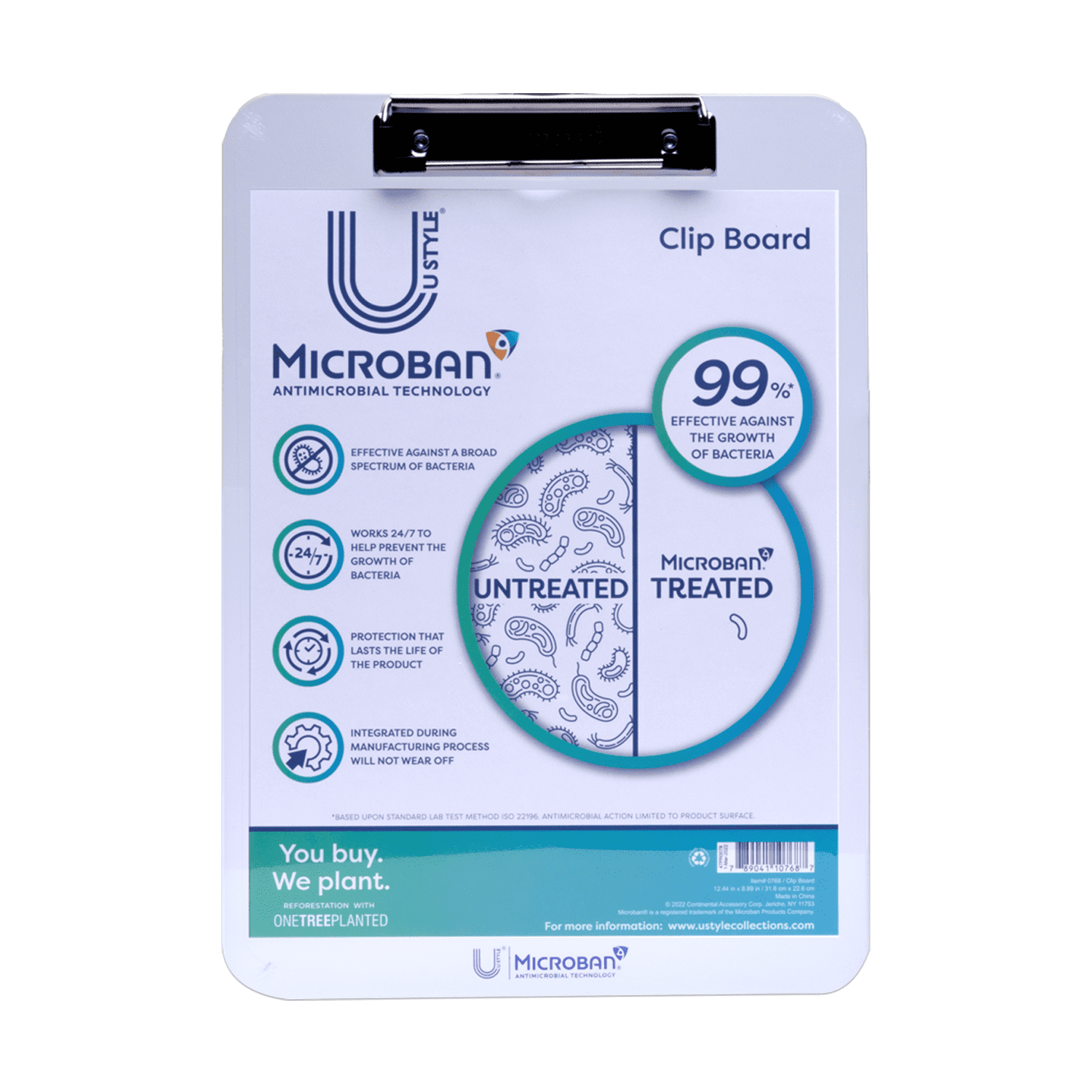 U Style 6pk Antimicrobial Acrylic Clipboard with Microban ®, Clear Acrylic, 6 Pack
