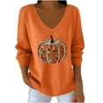 thumbnail image 2 of GUZOM Sweaters Womens Orange Pumpkin Top - Button & Pearl Embellished V-Neck Long Sleeve Loose Fit 100% Polyester, Plus Size S-XXXXXL for Fall Hall-oween Thanksgiving,Size S, 2 of 3