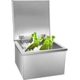thumbnail image 1 of Drop in Ice Chest, 20" L x 16" W x 13" H Stainless Steel Ice Cooler, Commercial Ice Bin with Hinged Cover, Outdoor Kitchen Ice Bar, Drain-Pipe and Drain Plug Included, for Cold Wine Beer, 1 of 8