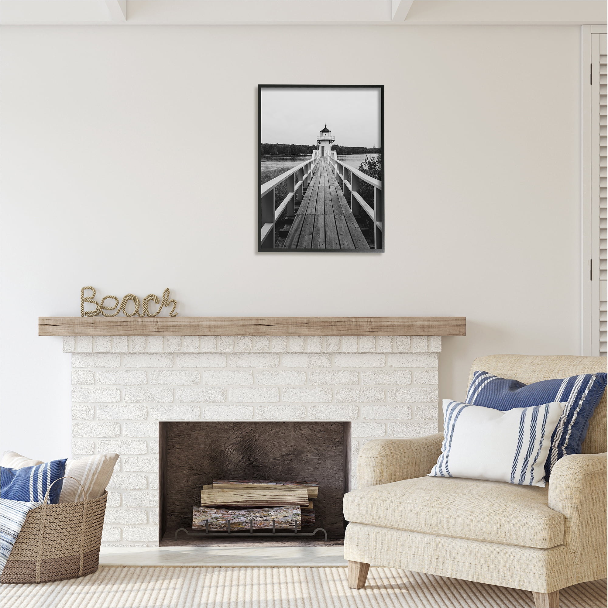 Stupell Industries Rustic Lighthouse Photography Landscape Photography Black Framed Art Print Wall Art, 24 x 30