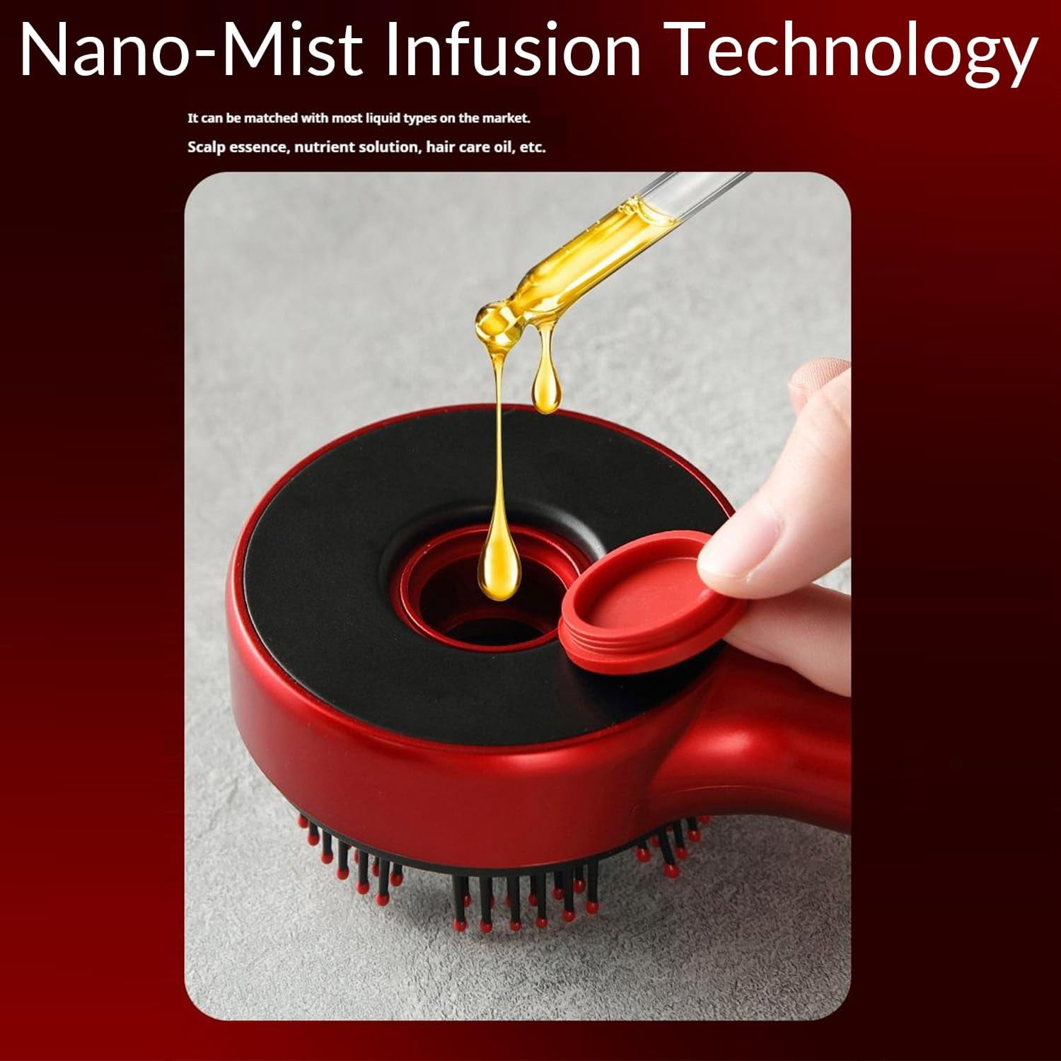 3-in-1 Electric Scalp Massager & Oil Applicator - Cordless Hair Care Comb with EMS, Red Light & Vibration