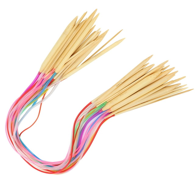 18Pcs Circular Needles Bamboo Knitting Needle Set with Accessories Pack, Ideal for Scarves, Sweaters, and Crafts