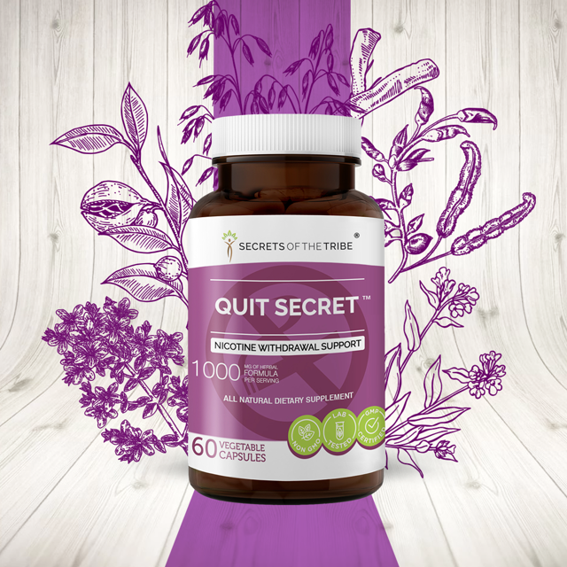 Quit Secret 60 Capsules, 500 mg, Licorice,Lungwort,Nutmeg ,Oatstraw,St