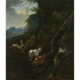 thumbnail image 2 of Adam Pynacker 20x23 Gold Ornate Framed and Double Matted Museum Art Print Titled - A Sherpherdess with Animals in a Mountainous Landscape (1649 - 1673), 2 of 4