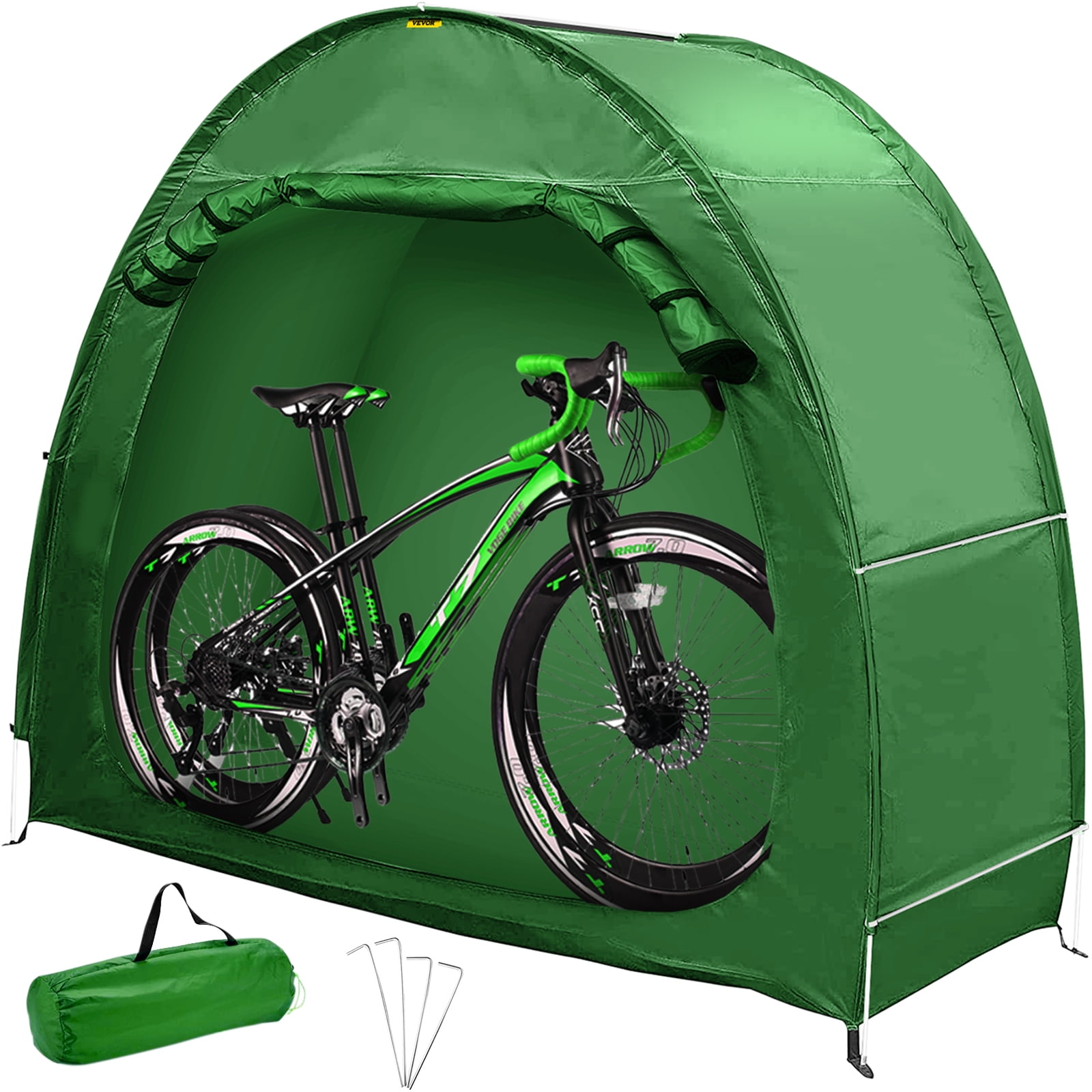 Aluminum Alloy Bracket with 4 Stakes YORIN Outdoor Bike Shed Storage Tent Cover Waterproof Anti-Dust Portable Foldable Tools for 4 Bicycles or 2 Tricycles 210D Oxford Cloth 