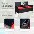 thumbnail image 4 of Devoko Outdoor Patio Loveseat Modern Rattan Patio Conversation Furniture Set with Cushions and Built-in Coffee Table Porch Furniture for Garden Lawn Backyard, Red, 4 of 7