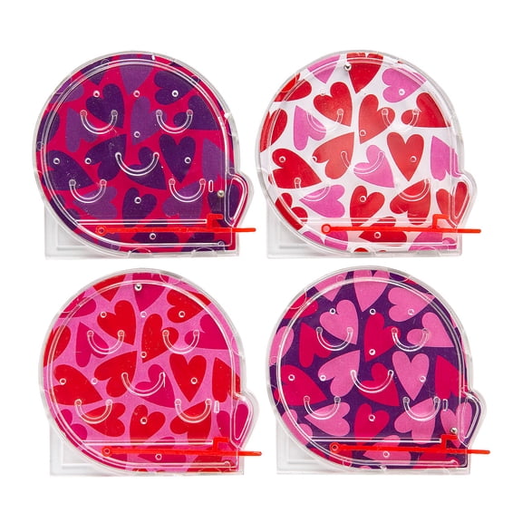 Fun Express 2 1/2" Bulk 72 Pieces Valentine Plastic Handheld Pinball Games