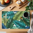 thumbnail image 2 of Summer Tropical Leaves Placemats Set of 8 Blue Green Botanical Leaf Plants Place Mats Indoor Wipeable Table Mats Washable Cloth Dining Table Placemats for Kitchen Holiday Party Home Decor 13x19 Inch, 2 of 9