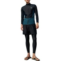 Men's Plus Size Wetsuit 3 Piece Set - Split Long Sleeve Zip Trousers, Color Blocking, Polyester - Surfing/Snorkeling, Stretchy/Breathable, L-XXXXXL