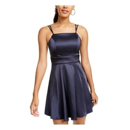 Sequin Hearts Womens Juniors Satin Fit N Flare Party Dress Navy 13 Walmart