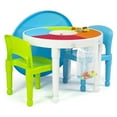 thumbnail image 3 of Humble Crew Toddler 2-in-1 Plastic Building Blocks-Compatible Activity Table and 2 Chairs Set, 100 Pc Block Set, Round, White/Green/Blue/Orange/Red, 3 of 7