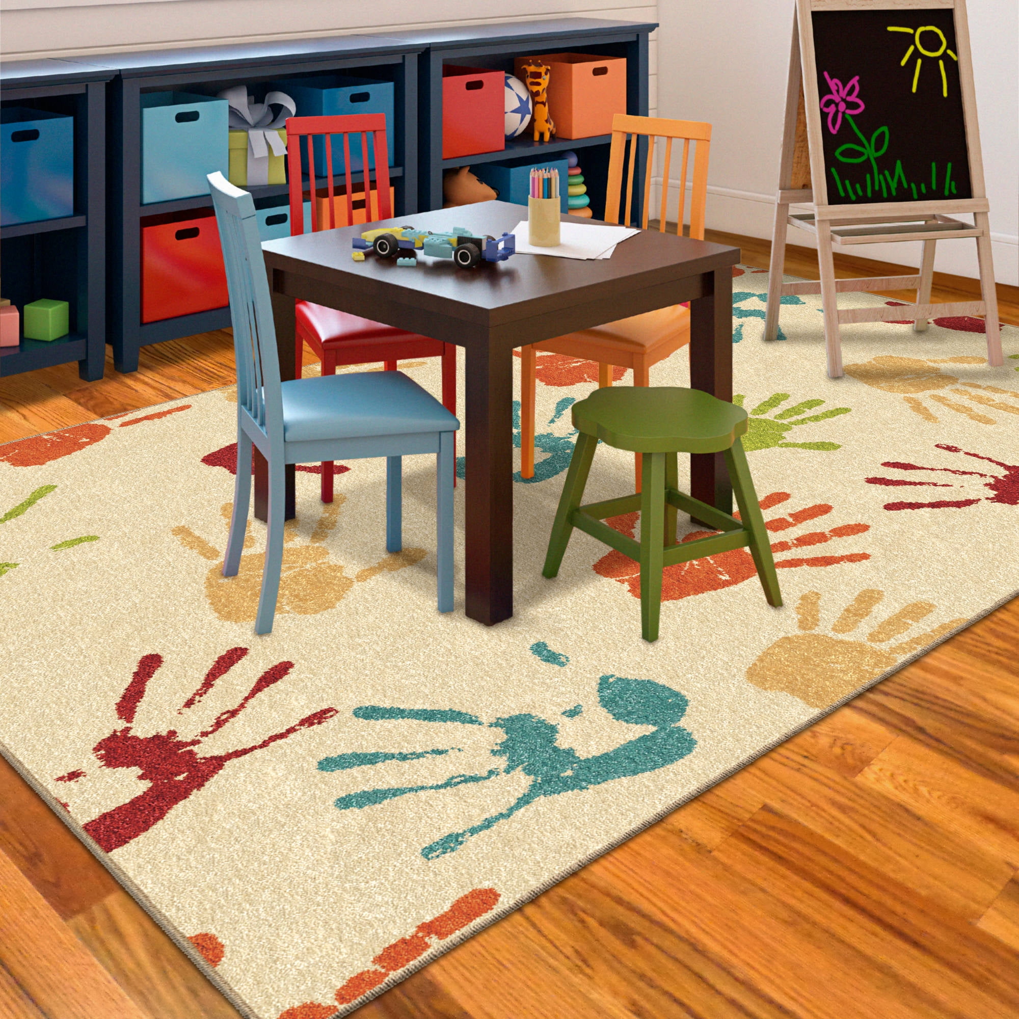 Orian Handprints Fun Kids Area Rug Walmart Com Walmart Com