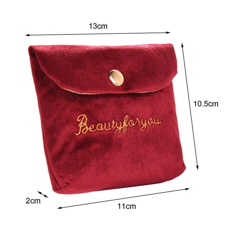 Walbest Napkin Towel Tampon Bag, Multi-purpose Portable Embroidery Sanitary  Pad Pouch Fleece Tampon Bag for Women 