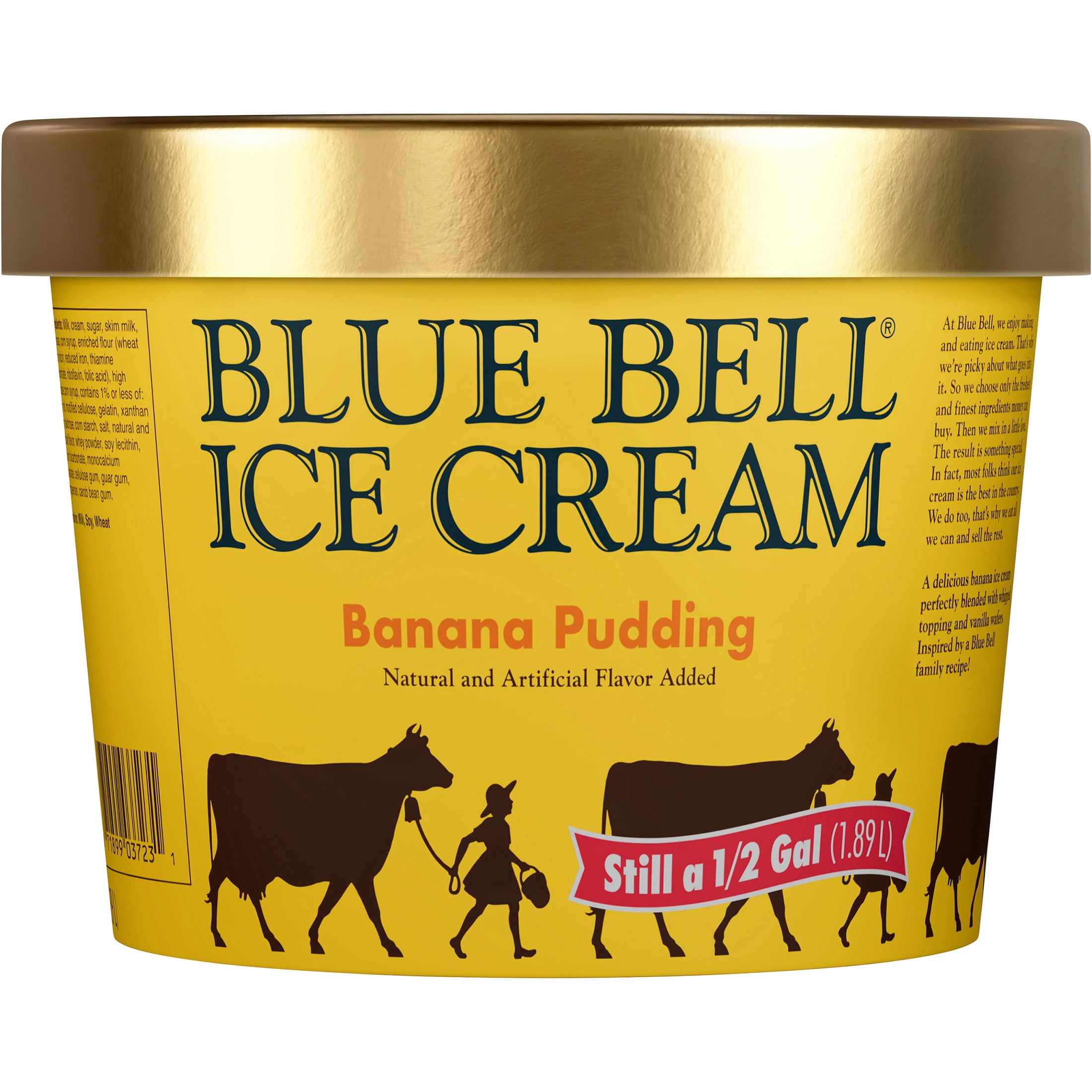 Blue Bell Banana Pudding Ice Cream Half Gallon, 64 fl oz