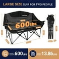 thumbnail image 4 of KingCamp Oversized Double Camping Chair, Loveseat Folding Camping Chair for Adults, Portable Fully Padded Duo Chair Camping Couch, Heavy-Duty Outdoor Lawn Chairs, Supports 600 lbs, 4 of 8