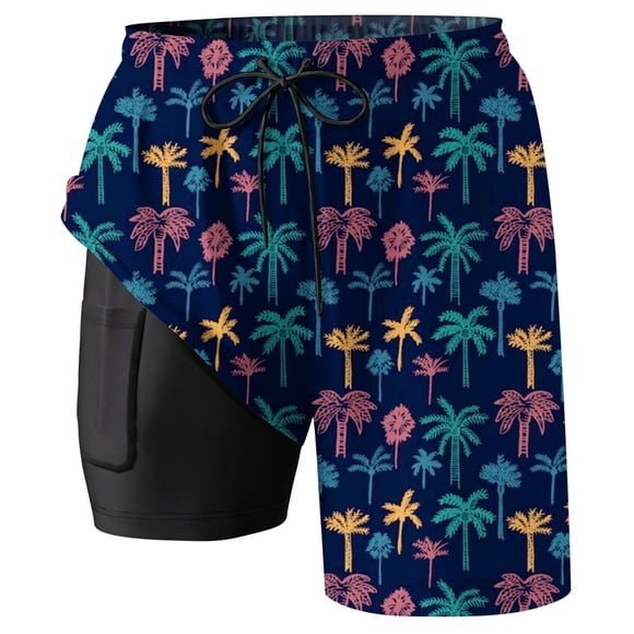 Men's Beach Swim Trunks for Daily leisure seasonal wear with printed design and double layer mesh for surfing and water activities