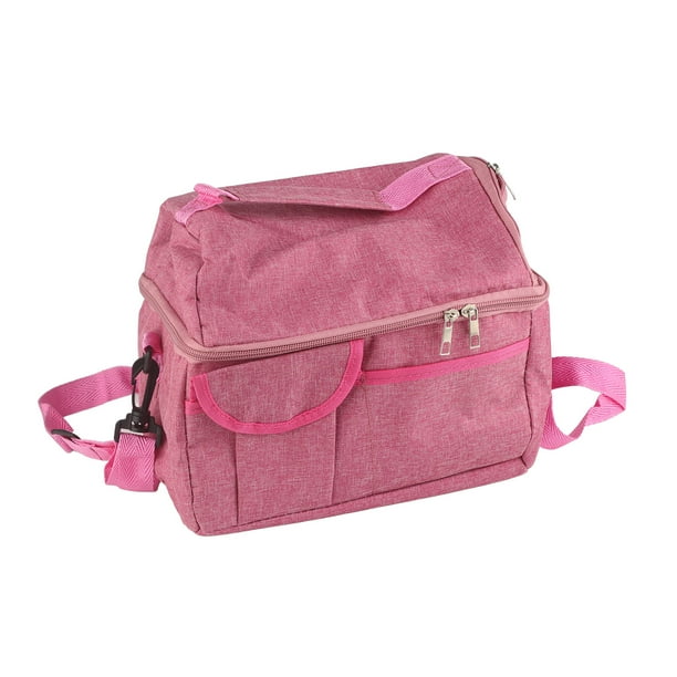Bolso de Hombro de Lonchera de Aislamiente, Doble Capa Práctica Rosa Rosa Rojo Mama Bolsita para Guardería para Guardería