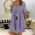 thumbnail image 1 of SMihono Robes Bohèmes d'Été pour Femmes Grande Taille Col en V Imprimé Manches Évasées Temps de Loisirs en Vacances Robe à Manches Courtes, 1 of 6