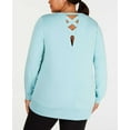 thumbnail image 4 of Ideology Women’s Plus Size Lattice-Back Pullover Blouse Shirt Tops, Aqua Haze, 3X Plus, 4 of 11