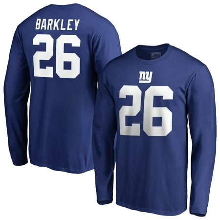 Saquon Barkley New York Giants NFL Pro Line by Fanatics Branded Team Authentic Stack Name & Number Long Sleeve T-Shirt -