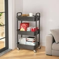 thumbnail image 4 of Utility Cart 3-Tier Rolling Multifunctional Storage Organizer with Drawer, Black, 4 of 9