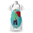 thumbnail image 3 of Grandpa Apron, Super Grandpa with Hammer and a Cape on Blue Circle Background in Cartoon Style, Unisex Kitchen Bib with Adjustable Neck for Cooking Gardening, Adult Size, Multicolor, by Ambesonne, 3 of 4